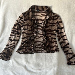 Alla Paris Fashion Brown Printed Vintage Blouse